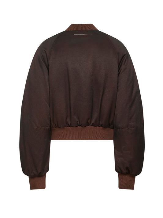 Brown cotton and viscose blend bomber jacket