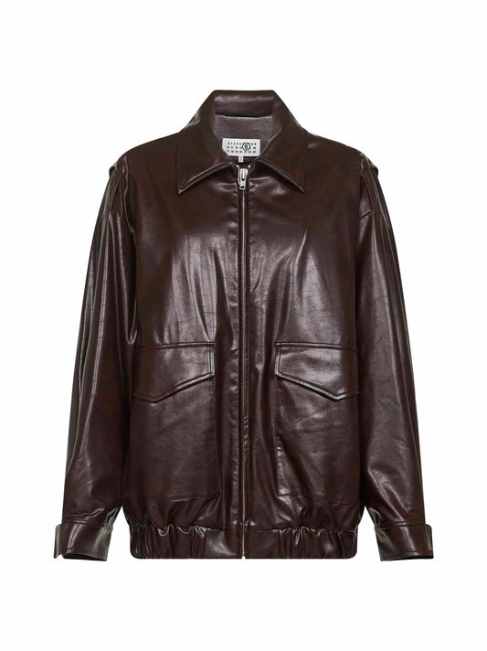 Burgundy eco-leather jacket