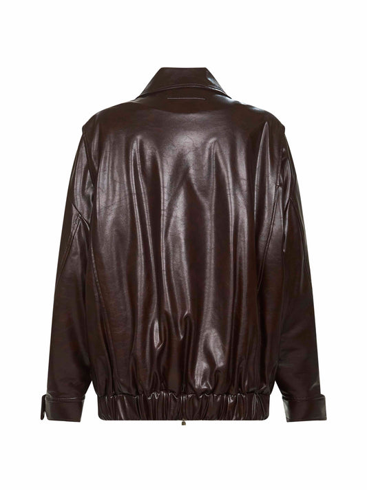 Burgundy eco-leather jacket