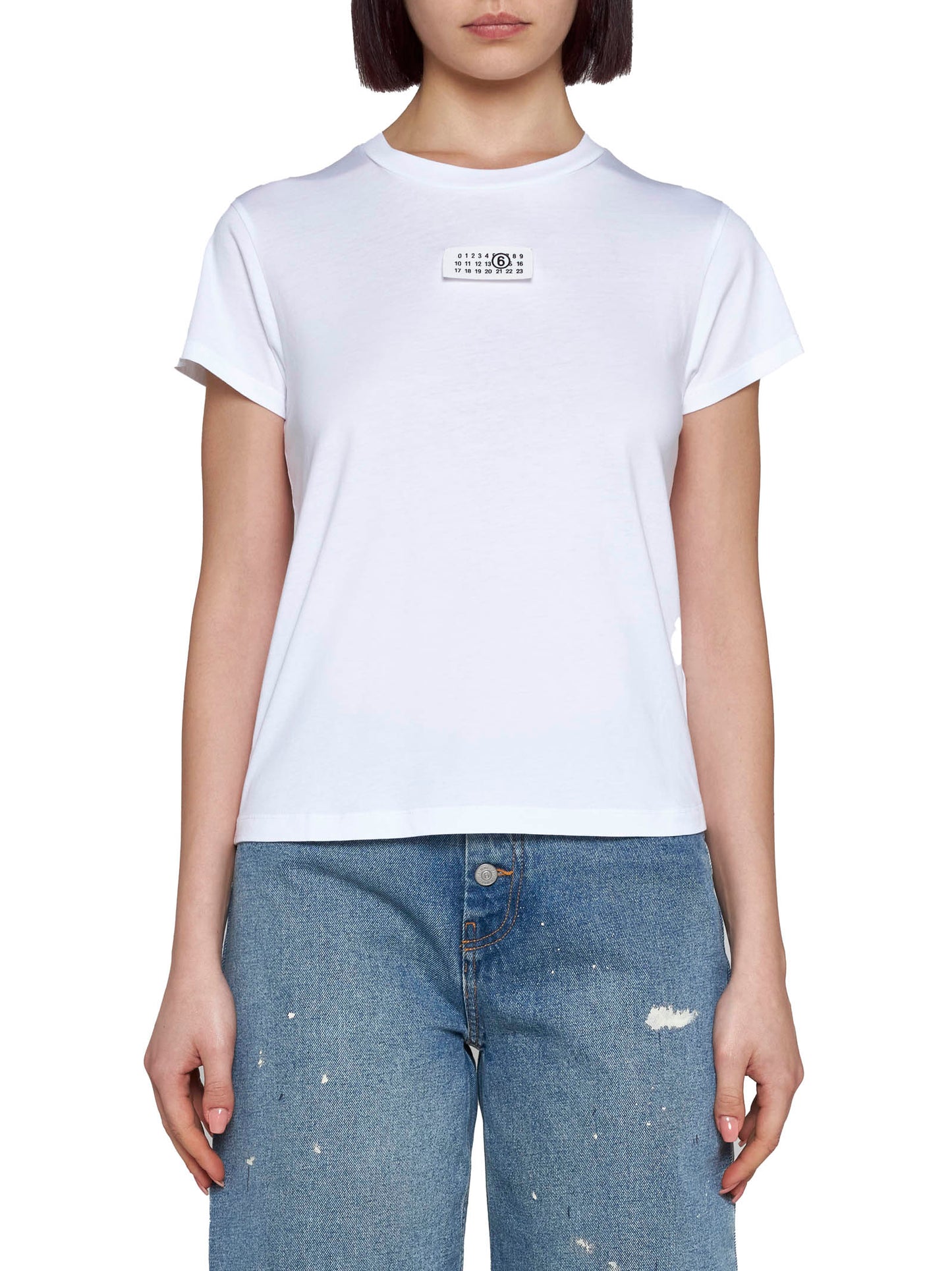 White cotton jersey T-shirt