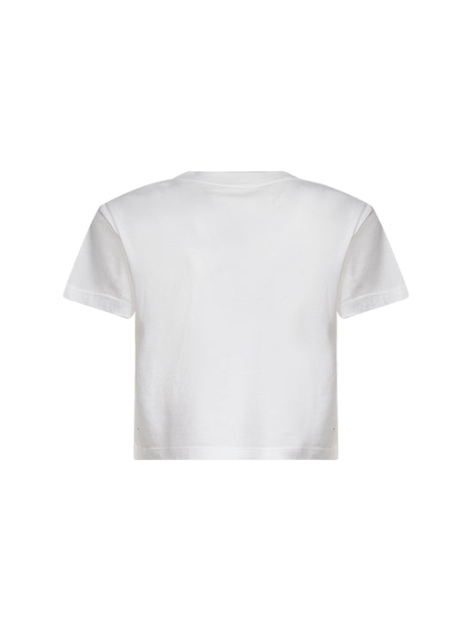White jersey cropped numeric signature T-shirt