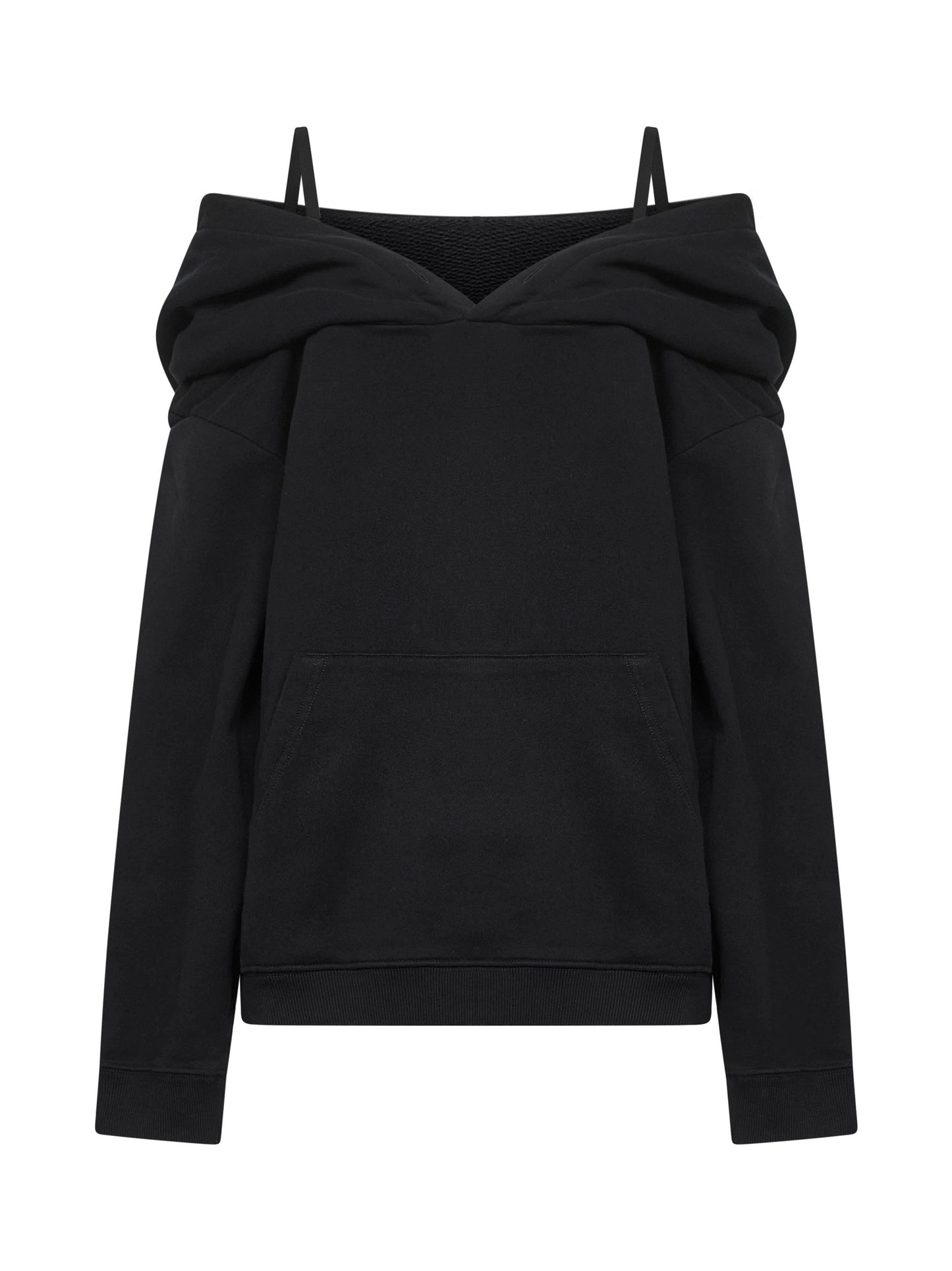 Black off-the-shoulder hoodie
