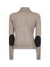 Cardigan beige in misto lana vergine con toppe