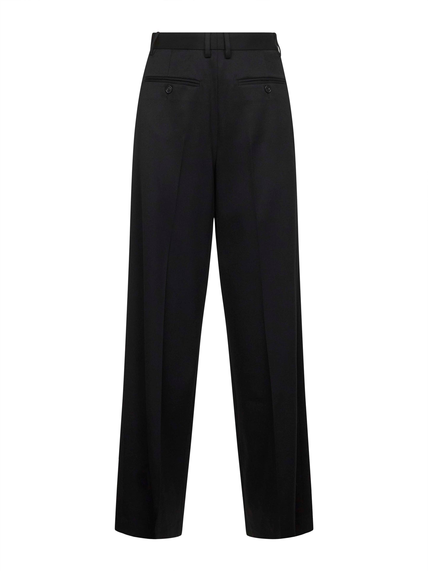Black virgin wool blend straight trousers