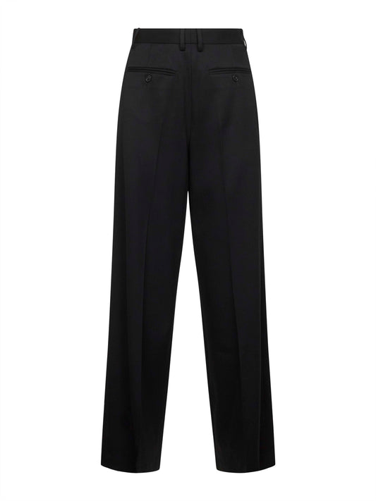 Black virgin wool blend straight trousers