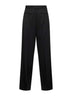 Black virgin wool blend straight trousers