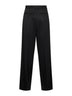 Black virgin wool blend straight trousers