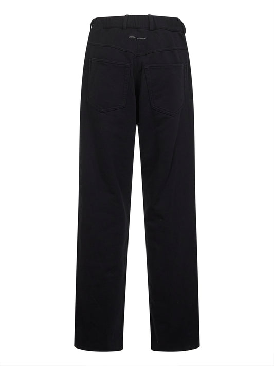 Black jersey five-pocket trousers