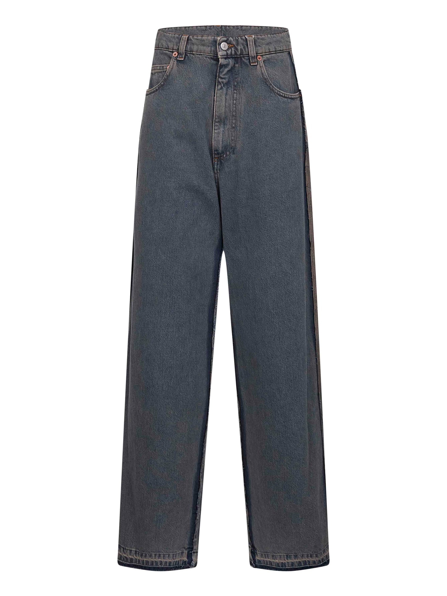 Grey denim wide-leg jeans