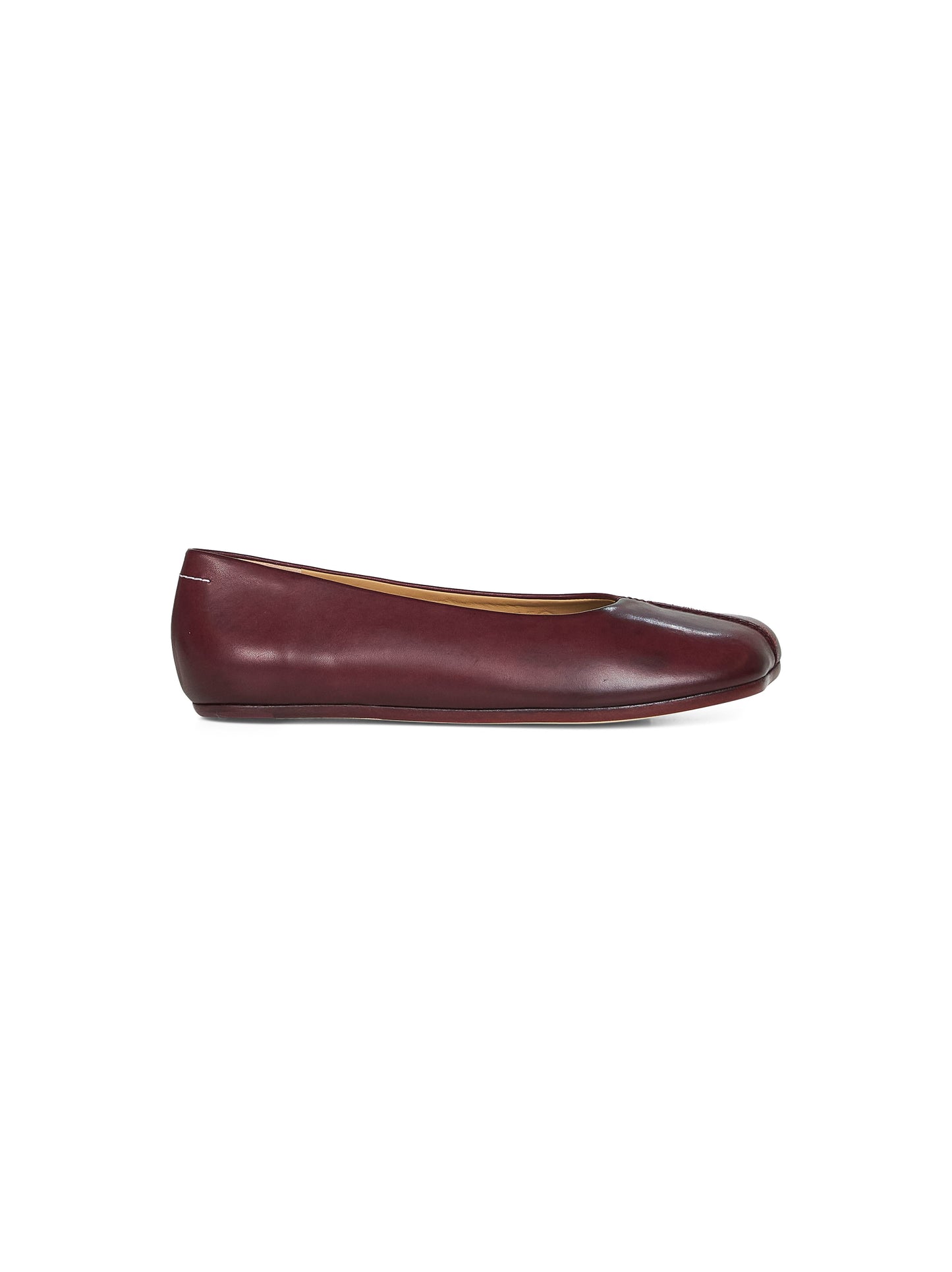 Burgundy stitch-out leather ballet flats