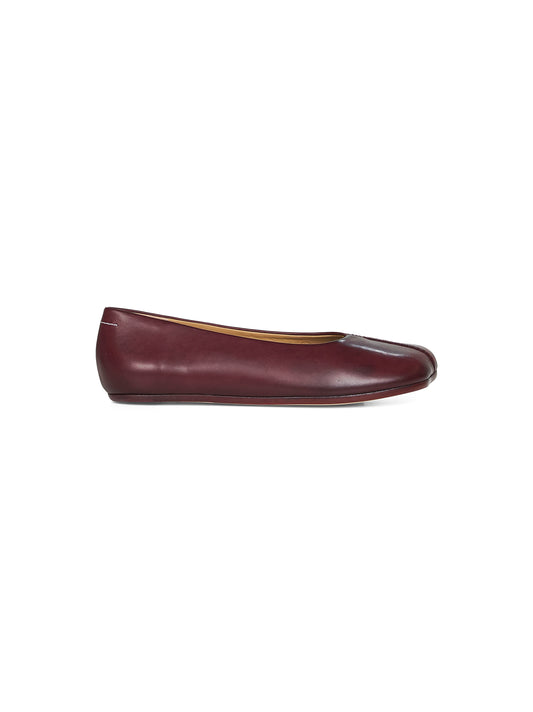 Burgundy stitch-out leather ballet flats