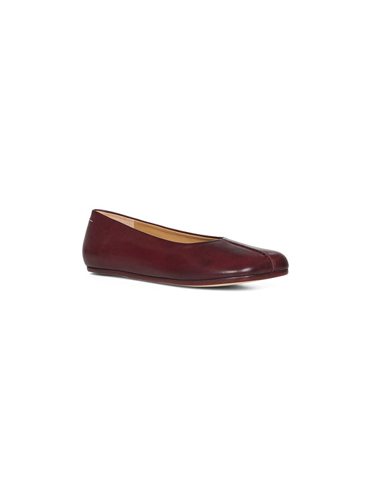 Burgundy stitch-out leather ballet flats