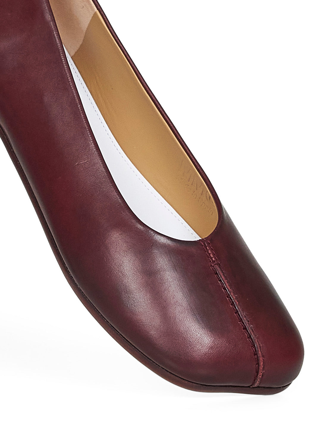 Burgundy stitch-out leather ballet flats