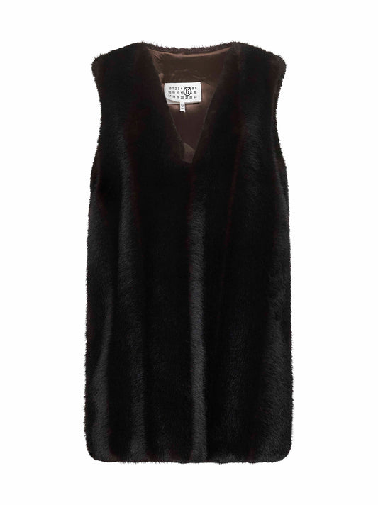 Brown faux fur minidress