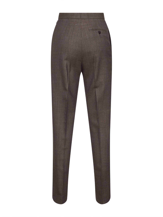 Pantaloni in tela di lana vergine marrone