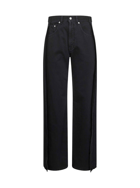 Black denim straight leg jeans