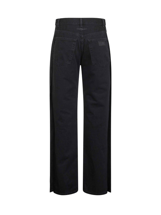 Black denim straight leg jeans