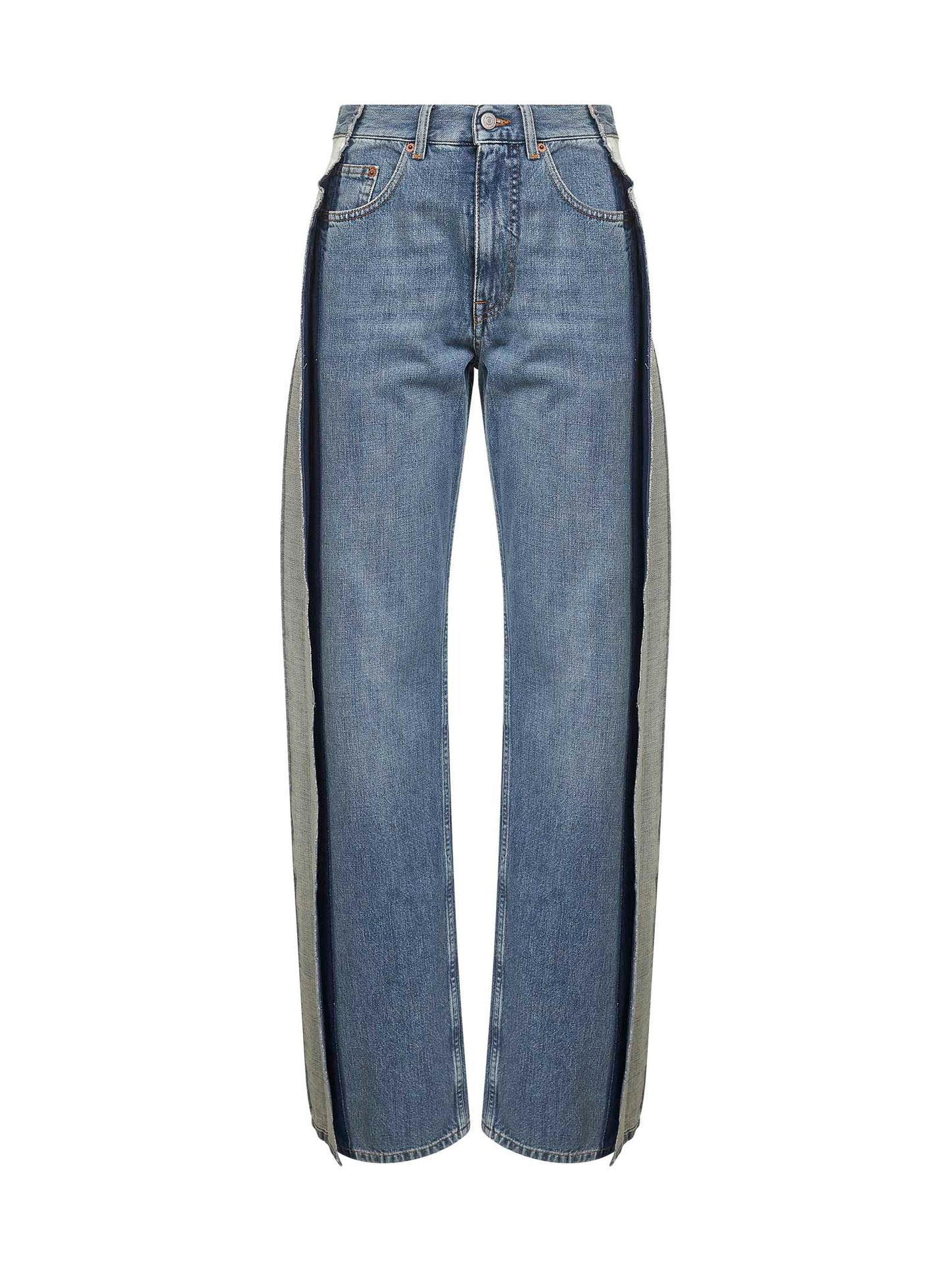 Jeans a gamba dritta in denim di cotone blu