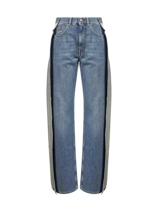 Jeans a gamba dritta in denim di cotone blu