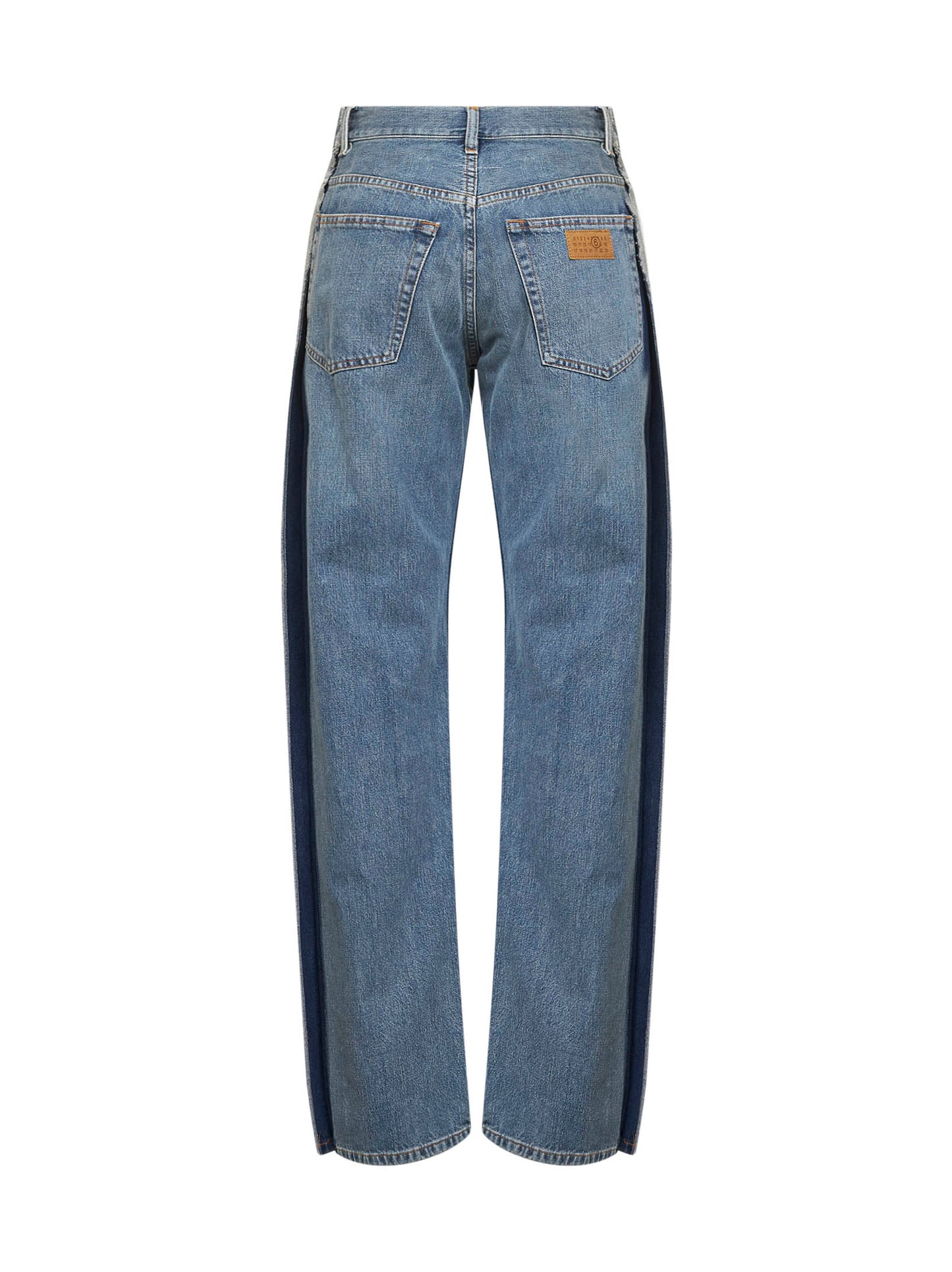 Jeans a gamba dritta in denim di cotone blu