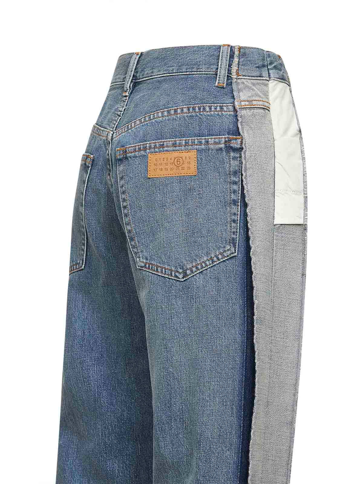 Jeans a gamba dritta in denim di cotone blu