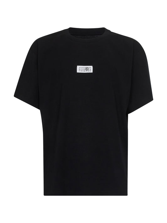 T-shirt in jersey nero con numeric signature
