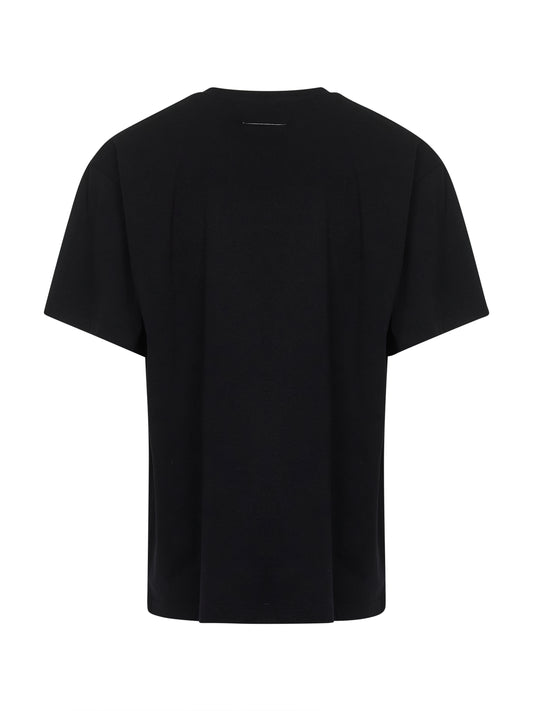 T-shirt in jersey nero con numeric signature