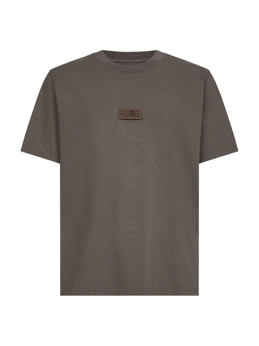 Taupe jersey numeric signature T-shirt