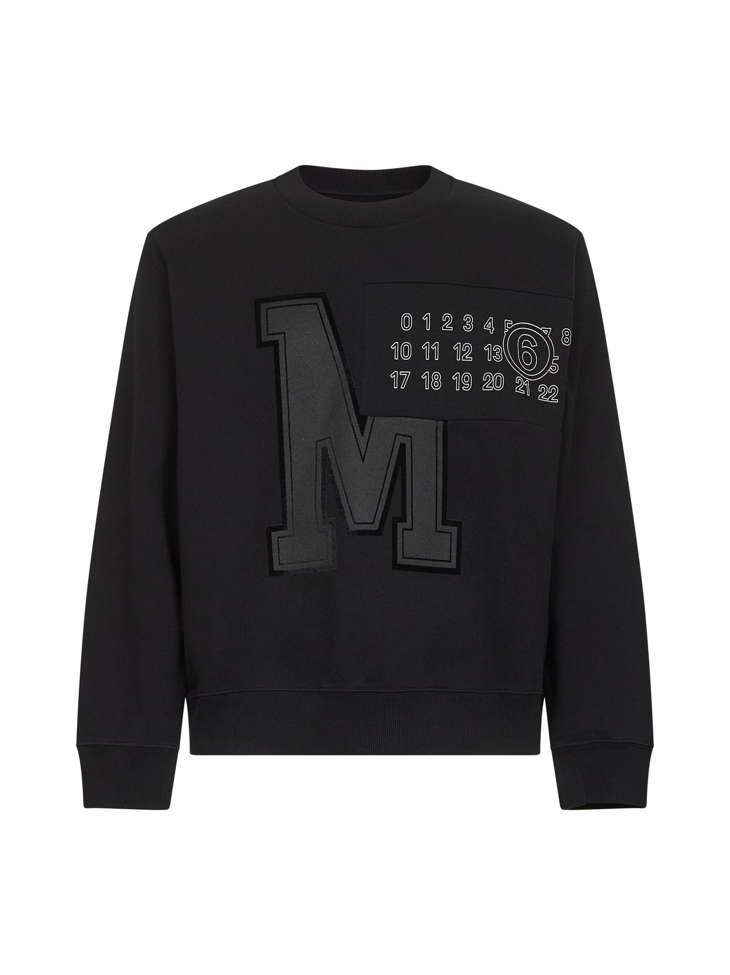 Felpa in cotone nero con numeric signature MM6
