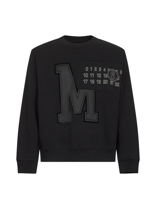 Black cotton MM6 numeric signature sweatshirt