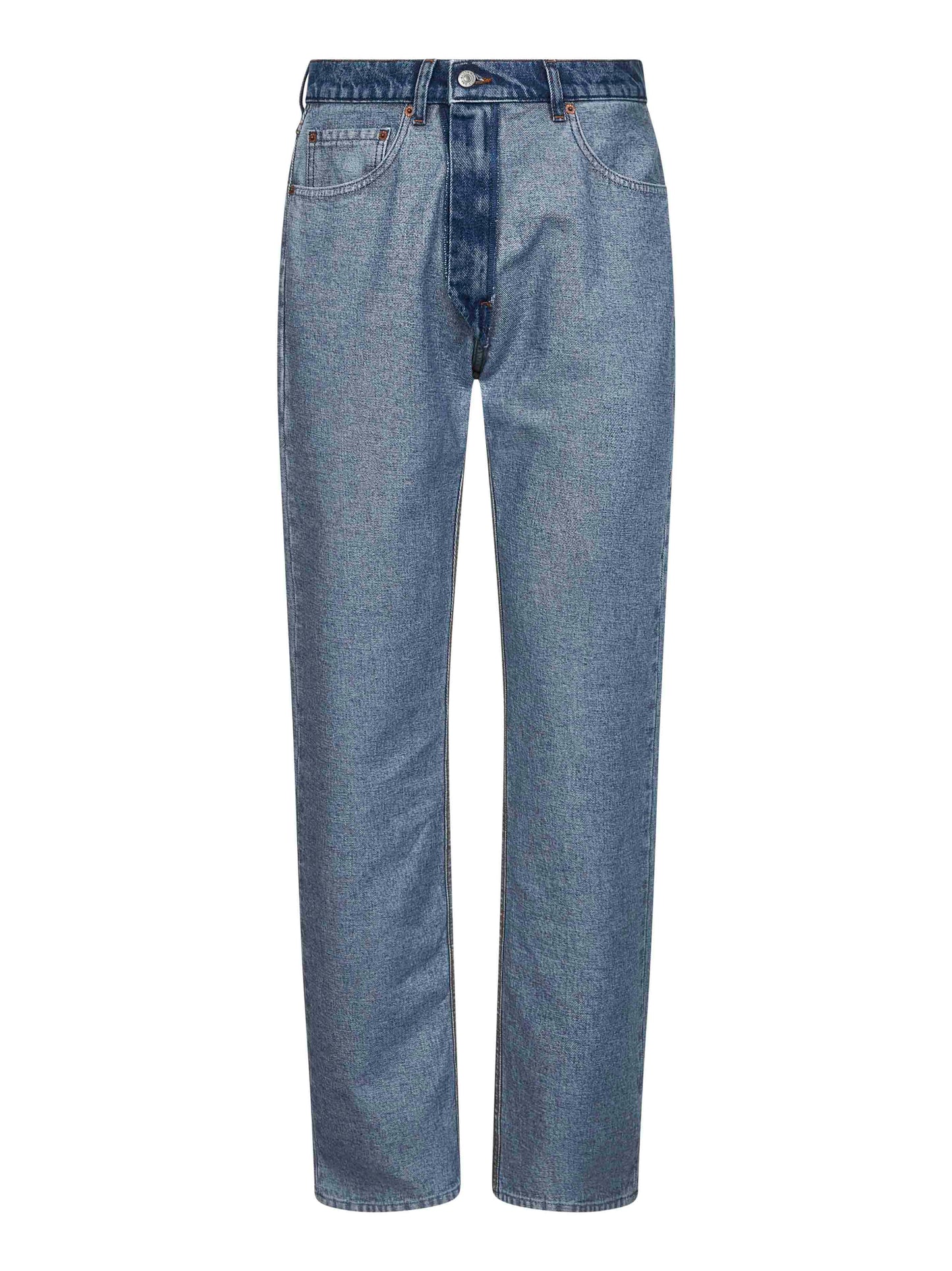 Jeans effetto al rovescio in denim blu