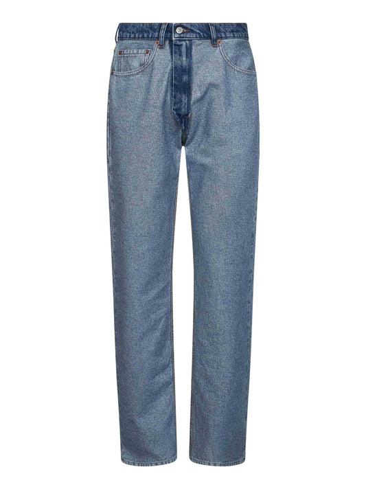 Jeans effetto al rovescio in denim blu