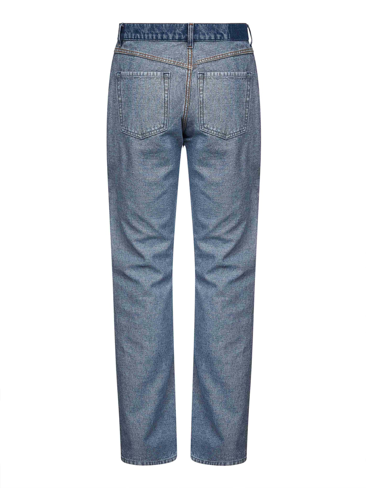 Jeans effetto al rovescio in denim blu