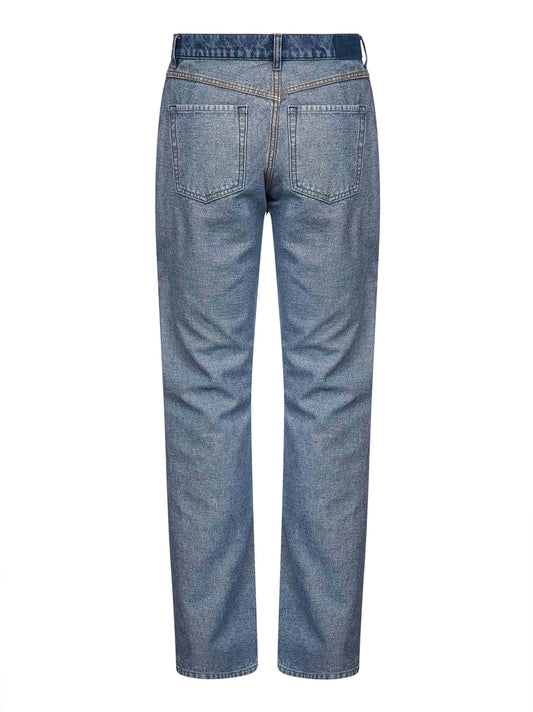 Jeans effetto al rovescio in denim blu