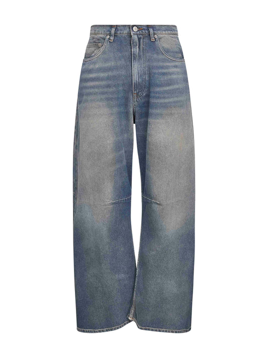 Blue denim wide leg jeans