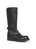 Black calf leather biker boots