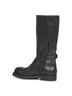 Black calf leather biker boots