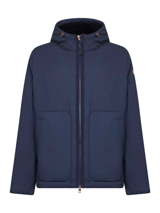 Piumino con cappuccio Caracara Moncler x Gilga Farm blu