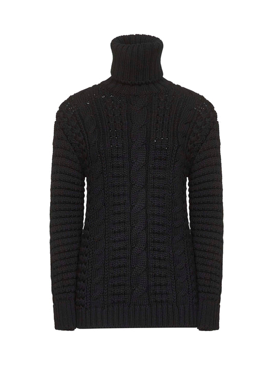 Maglione dolcevita Moncler x EE72 di Edward Enninful in lana nera