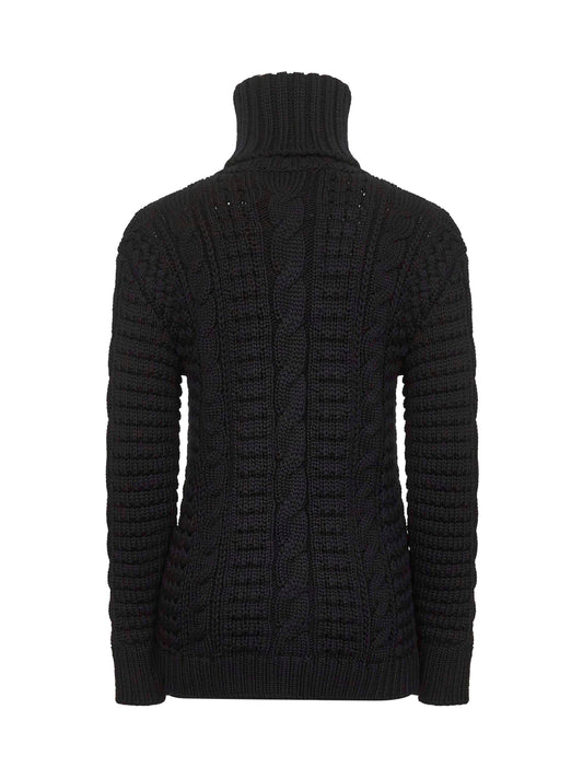 Maglione dolcevita Moncler x EE72 di Edward Enninful in lana nera