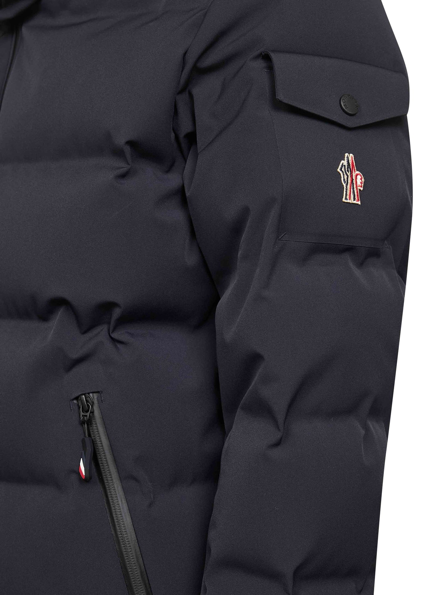 Blue Montgetech hooded ski down jacket