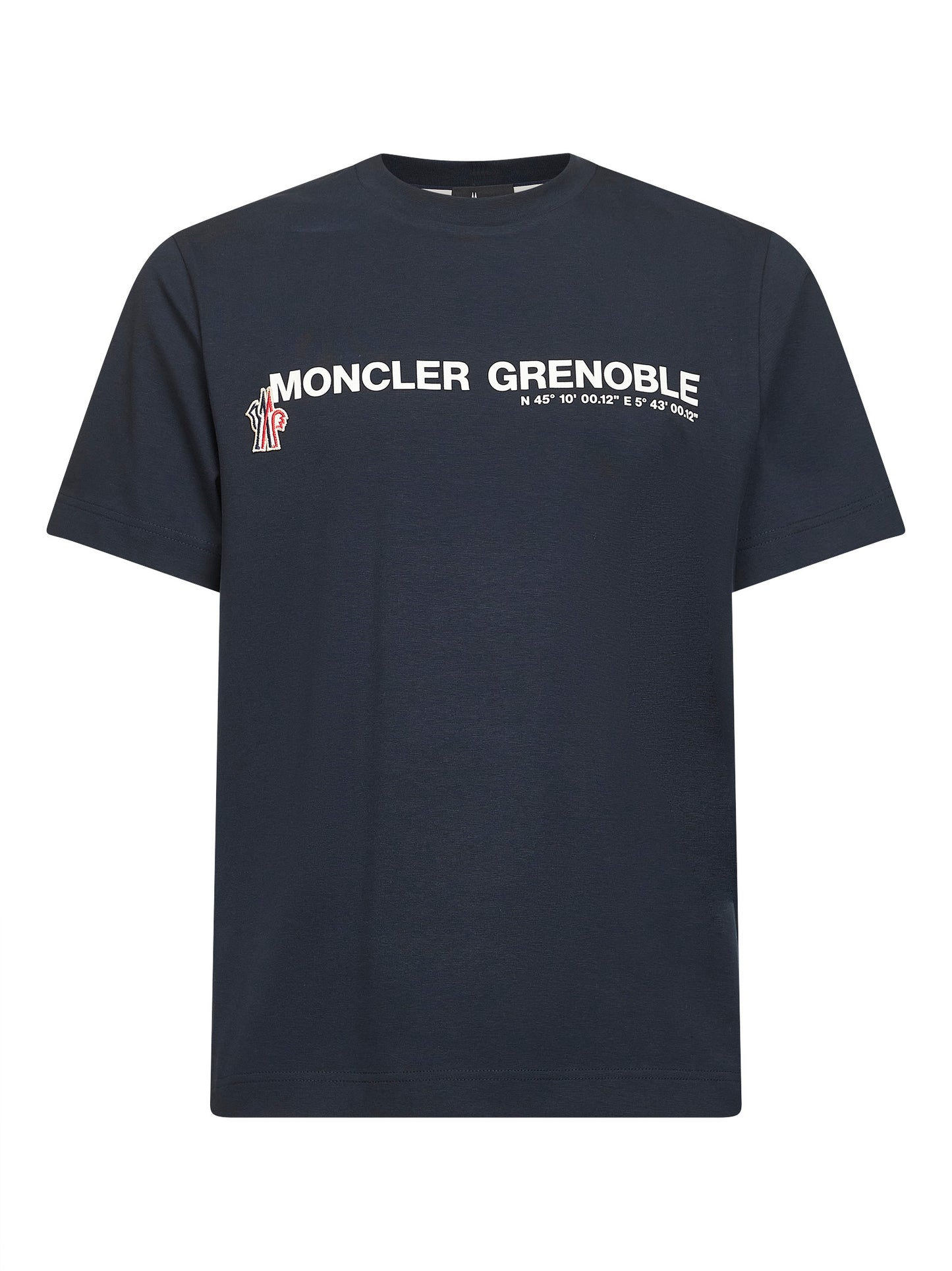 T-shirt logata in cotone blu