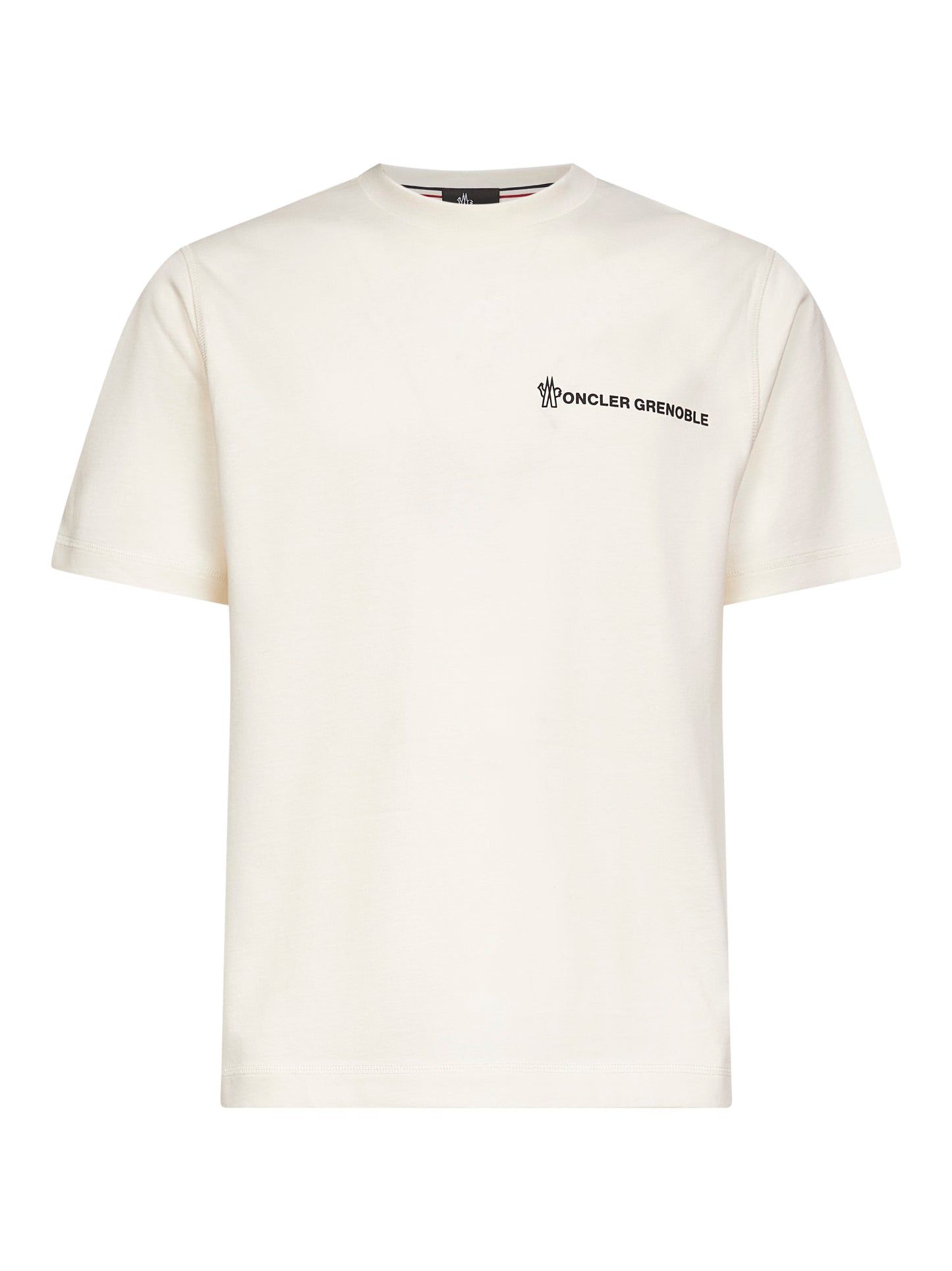 T-shirt logata in cotone avorio