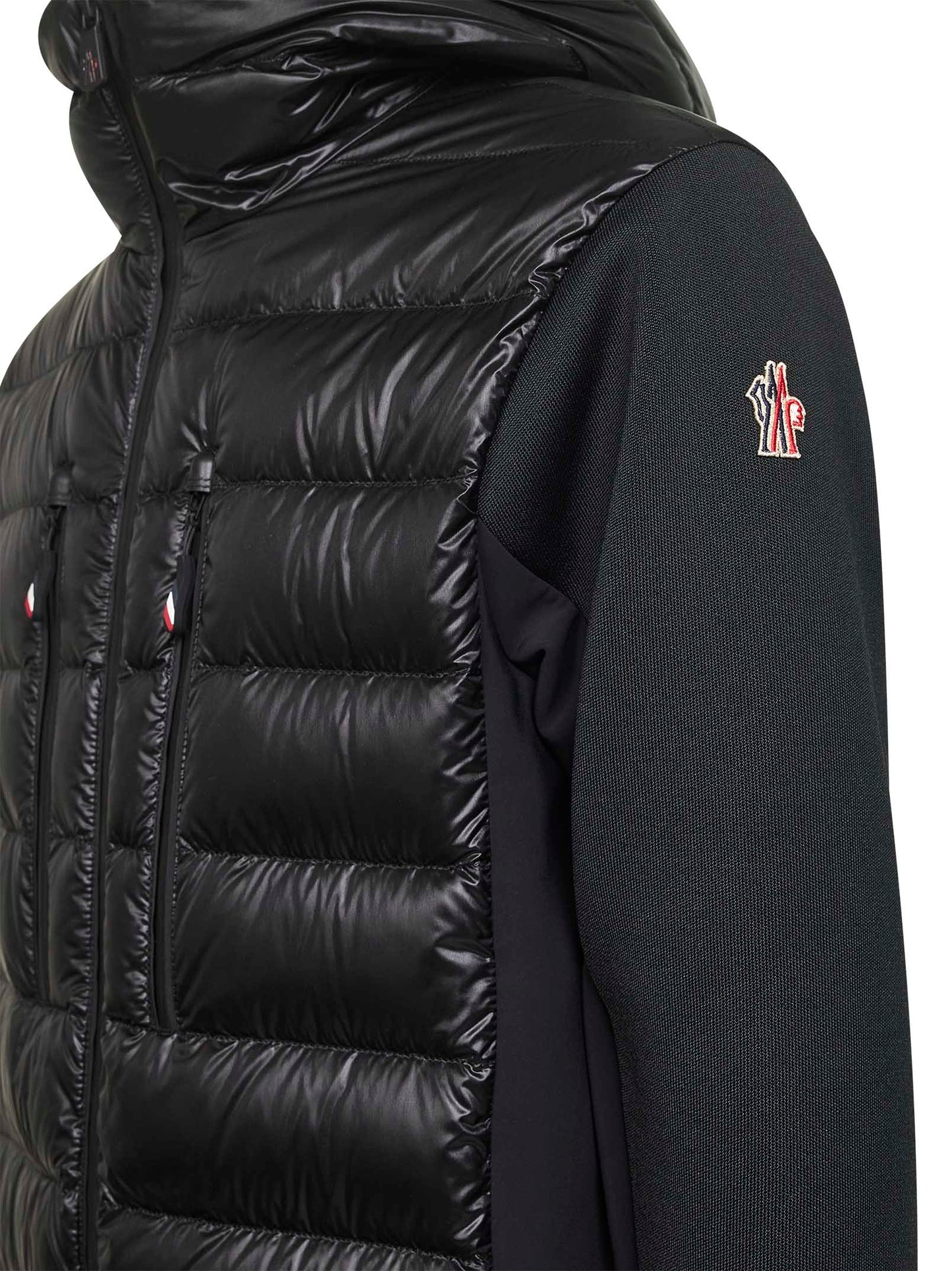 Felpa imbottita con zip e cappuccio nera