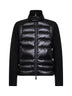 Black wool zip-up padded cardigan