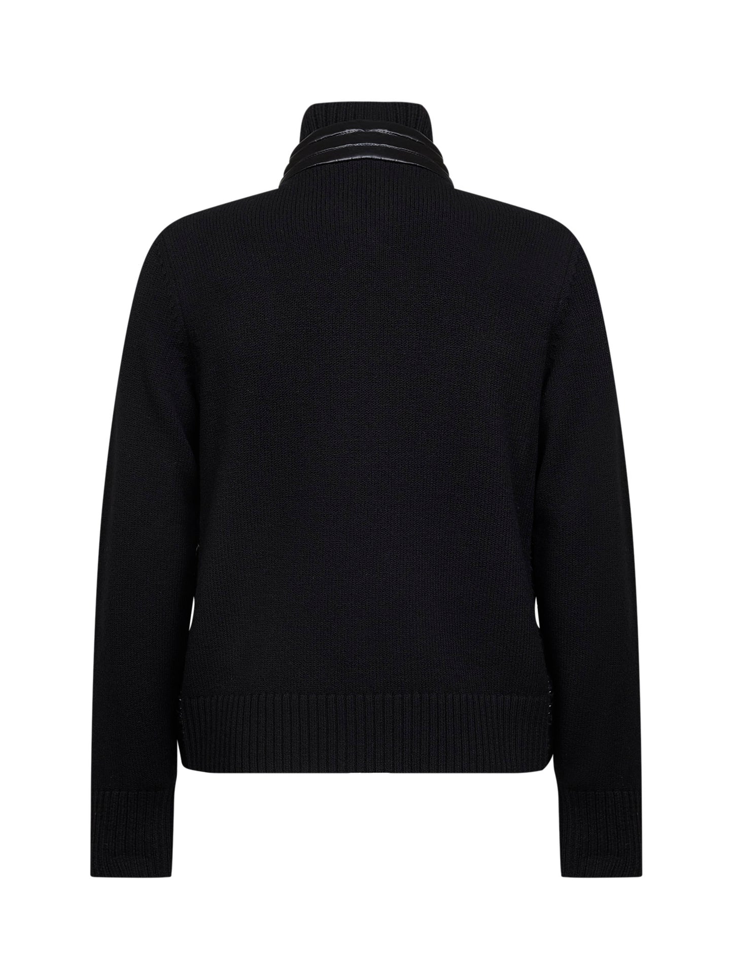 Black wool zip-up padded cardigan