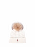 White wool and cashmere blend knit pom pom beanie