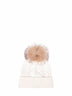 White wool and cashmere blend knit pom pom beanie