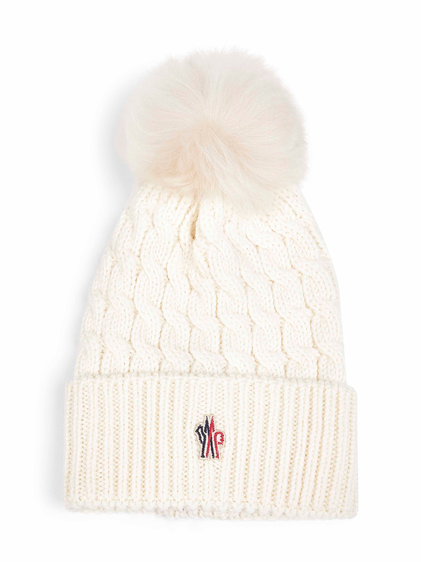 Ivory virgin wool hat with pompom