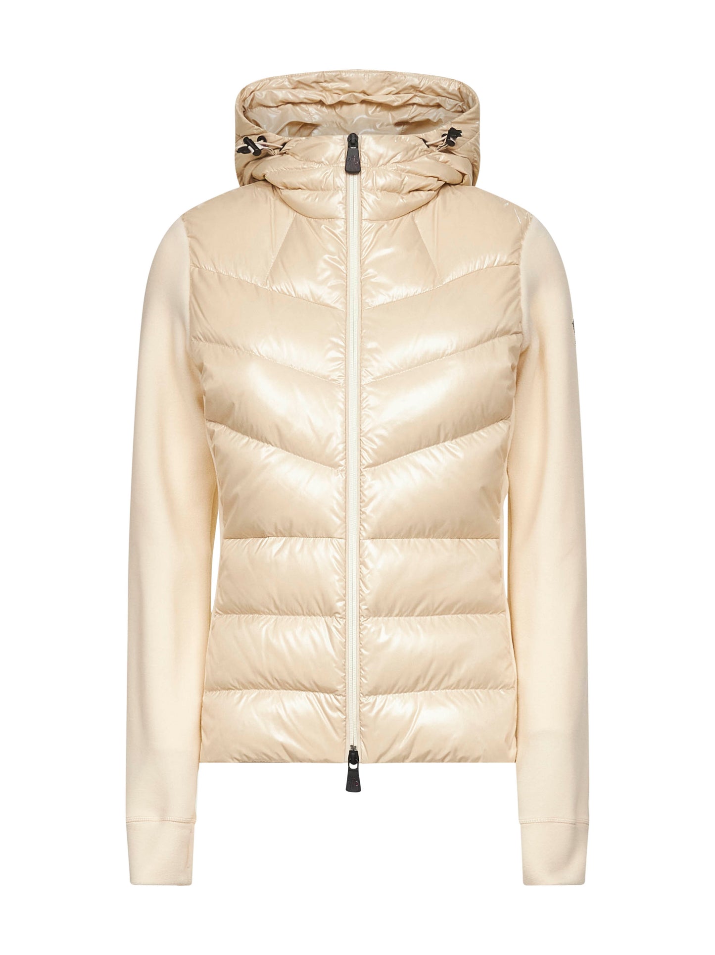 Ivory zip-up hooded padded cardigan